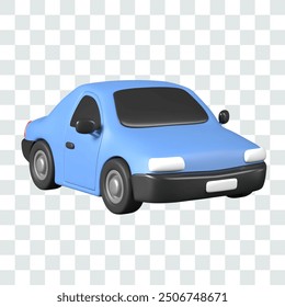 Coche azul realista en estilo de dibujos animados. Modelo de Vector aislado para conceptos con vehículos de pasajeros