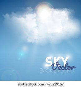 Realistic blue cloud with sun