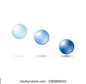 Realistic blue cosmetic pill capsule.Collagen droplet set isolated on white background.Vector clear dews, blue pure drops, water bubbles or glass balls template.Dark blue