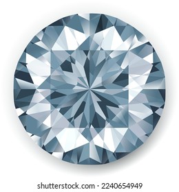 diamante azul realista con reflejos de luz - brillante ilustración de piedra de gema vectorial. Una joya brillante aislada en un fondo blanco. Una joya chismosa. Icono de zafiro brillante.