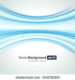 Realistic blue flow wave stripe gradient curved design background template with place for text vector illustration. Futuristic backdrop liquid smooth water surface circle creative structure isolated
