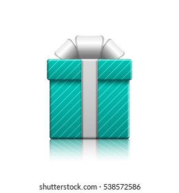 Realistic blue gift box, vector isolated illustration.