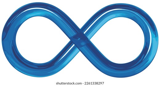 Realistic blue glass infinity mark vector illustration