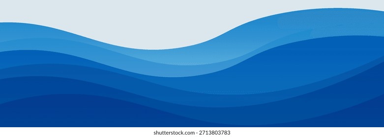 realistic blue gradation paper cut wave abstract background. EPS10, WEBSITE