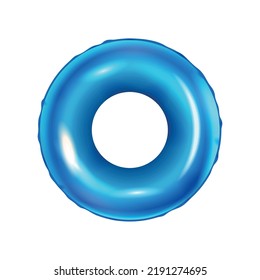 Realistic blue inflatable rubber ring vector illustration