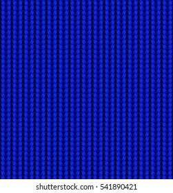 Realistic blue knit texture. Vector seamless pattern