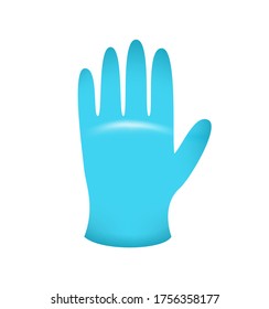Realistic Blue Medical Gloves for Covid Prevention on White Background . Isolated Vector Elements