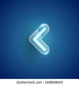 Realistic blue neon arrow with plastic case, vector illustration