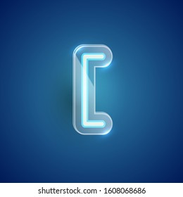 Realistic blue neon bracket with plastic case, vector illustration