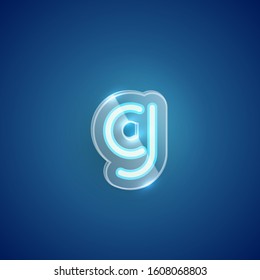 Realistic blue neon g with plastic case, vector illustration