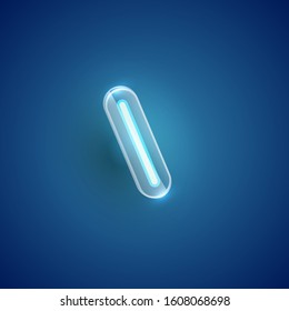 Realistic blue neon slash with plastic case, vector illustration