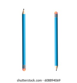 Realistic blue pencil. Vector illustration