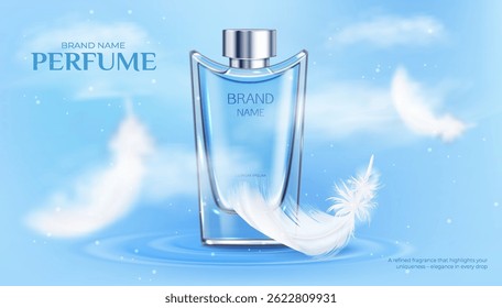 Realistic Blue Perfume Bottle Illustration