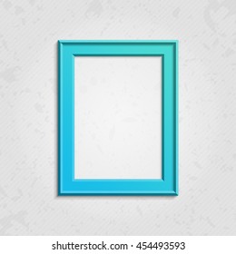 Realistic, blue picture frame isolated on vintage background. Modern frame on a wall vector background design for your content. Realistic frame for photos or the text. Modern realistic frame.
