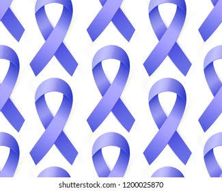 Realistic Blue ribbon seamless pattern to Colon Cancer and Colo-rectal Cancer Awareness month. Bright type medical banner for Info graphics or websites magazines. Vector illustration EPS 10 file.