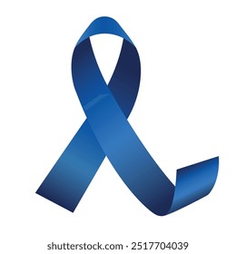 Vector de cinta azul realista. Sanidad. Salud de los hombres. Símbolo de conciencia del cáncer de próstata. Noviembre azul. Fondo blanco.