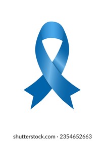  Cinta azul realista, símbolo mundial del día del cáncer de próstata en noviembre, ilustración vectorial.