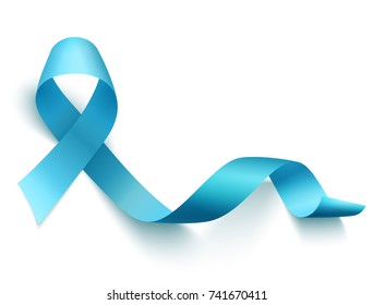 Realistic blue ribbon, world prostate cancer day symbol in november, vector illustration.