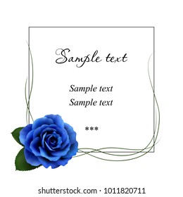 Realistic blue rose, card.