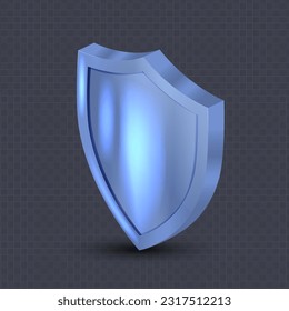 Realistic blue shield vector illustration. Shield , realistic isolated Blue trophy, 3d luxury safety protection emblem