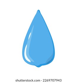 Realistic blue shiny water drop or rain drop isolated. Vector illustration in trendy flat 3d style. Editable graphic resources for many purposes.