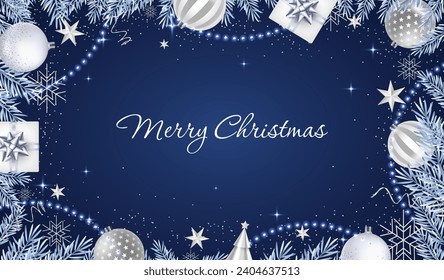 Realistic blue silver christmas background vector design in eps 10