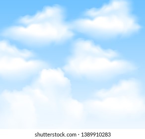 Realistic blue sky with clouds. Vector illustration