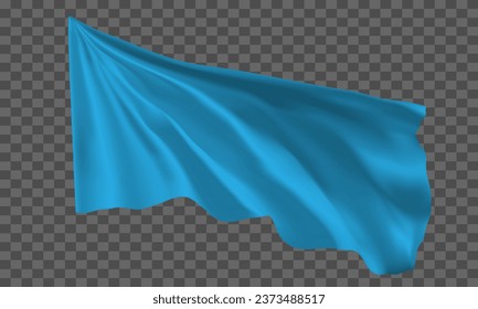 Realistic blue sky flag flying on grey checkered background vector illustration.