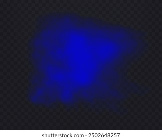 Realistic blue smoke or haze on a transparent background. Magic fog, vapor. Vector illustration.