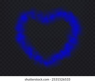 Realistic blue smoke heart or haze on a transparent background. Magic fog, vapor. Vector illustration.