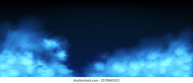 Realistic Blue Smoke, Smog Clouds and Morning Fog: Stunning Vector Illustration of Magic Mist Effects