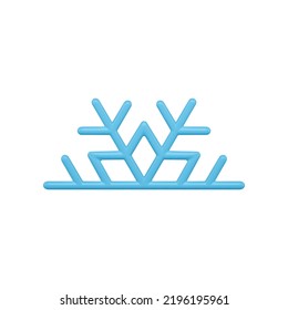 Realistic blue snow frozen ice ornamental decorative design for Xmas spruce decor 3d isometric vector illustration. Cute snowflake half star pattern winter seasonal decor for interior Christmas tree