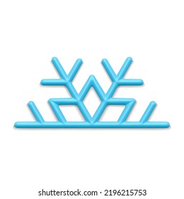 Realistic blue snow frozen ice ornamental decorative design for Xmas spruce decor 3d isometric vector illustration. Cute snowflake half star pattern winter seasonal decor for interior Christmas tree