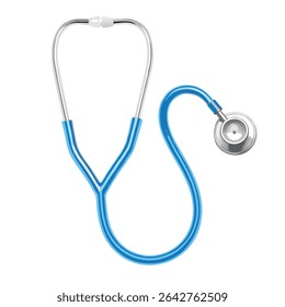 realistic blue stethoscope isolated on white background