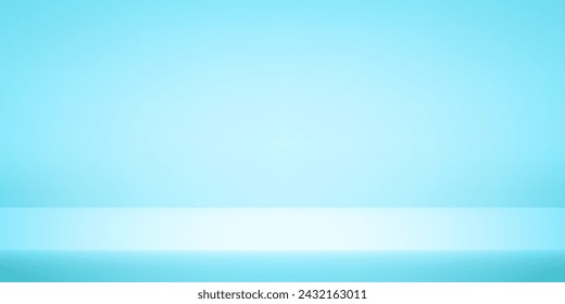Realistic blue studio wall background. Room in the 3d. Space for selling products on the website. Vector illustration.