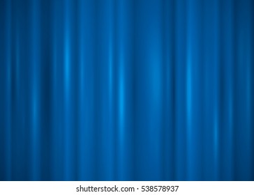 Realistic blue theatrical closed curtain. Vector illustration, eps 10.

