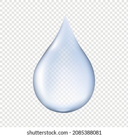 Realistic Blue Water Drop Isolated Transparent Background With Gradient Mesh, Vector Illustration