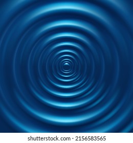 Realistic blue water round wave ripple surface top view caustic drop sound wavy splash effects concentric circles in puddle background template vector illustration. Liquid reflection dynamic raindrop