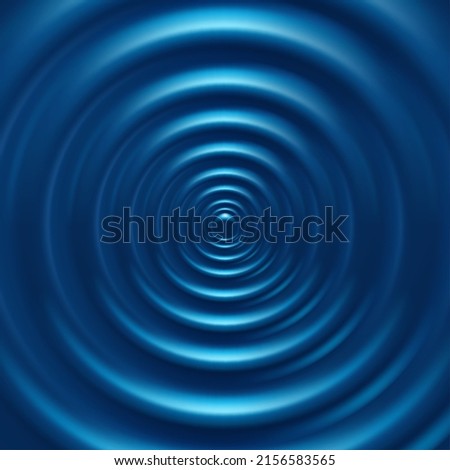Realistic blue water round wave ripple surface top view caustic drop sound wavy splash effects concentric circles in puddle background template vector illustration. Liquid reflection dynamic raindrop