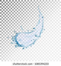 realistic Blue water splash with drops, vector illustration