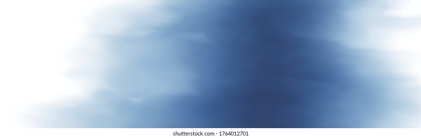 Realistic blue watercolor panoramic texture on white background - Vector illustration