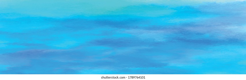Realistic blue watercolor panoramic texture on white background - Vector