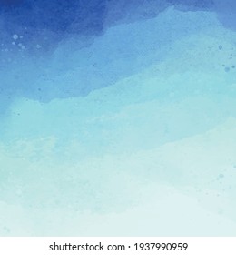 Realistic blue watercolor panoramic texture on white background - Vector illustration
