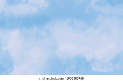 Realistic blue watercolor panoramic texture on white background - Vector illustration