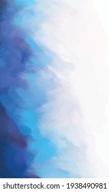 Realistic blue watercolor panoramic texture on white background - Vector illustration