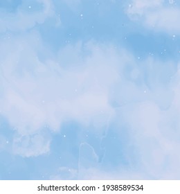Realistic blue watercolor panoramic texture on white background - Vector illustration