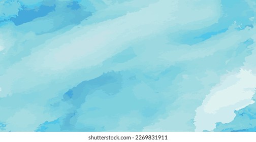 Realistic blue watercolor panoramic texture on white background - Vector illustration