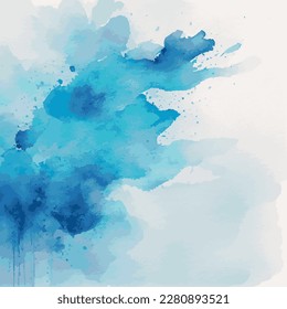 Realistic blue watercolor texture colorful background - Vector illustration