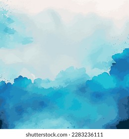 Realistic blue watercolor texture colorful background - Vector illustration