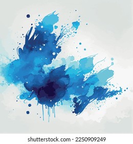 Realistic blue watercolor texture on white background - Vector illustration